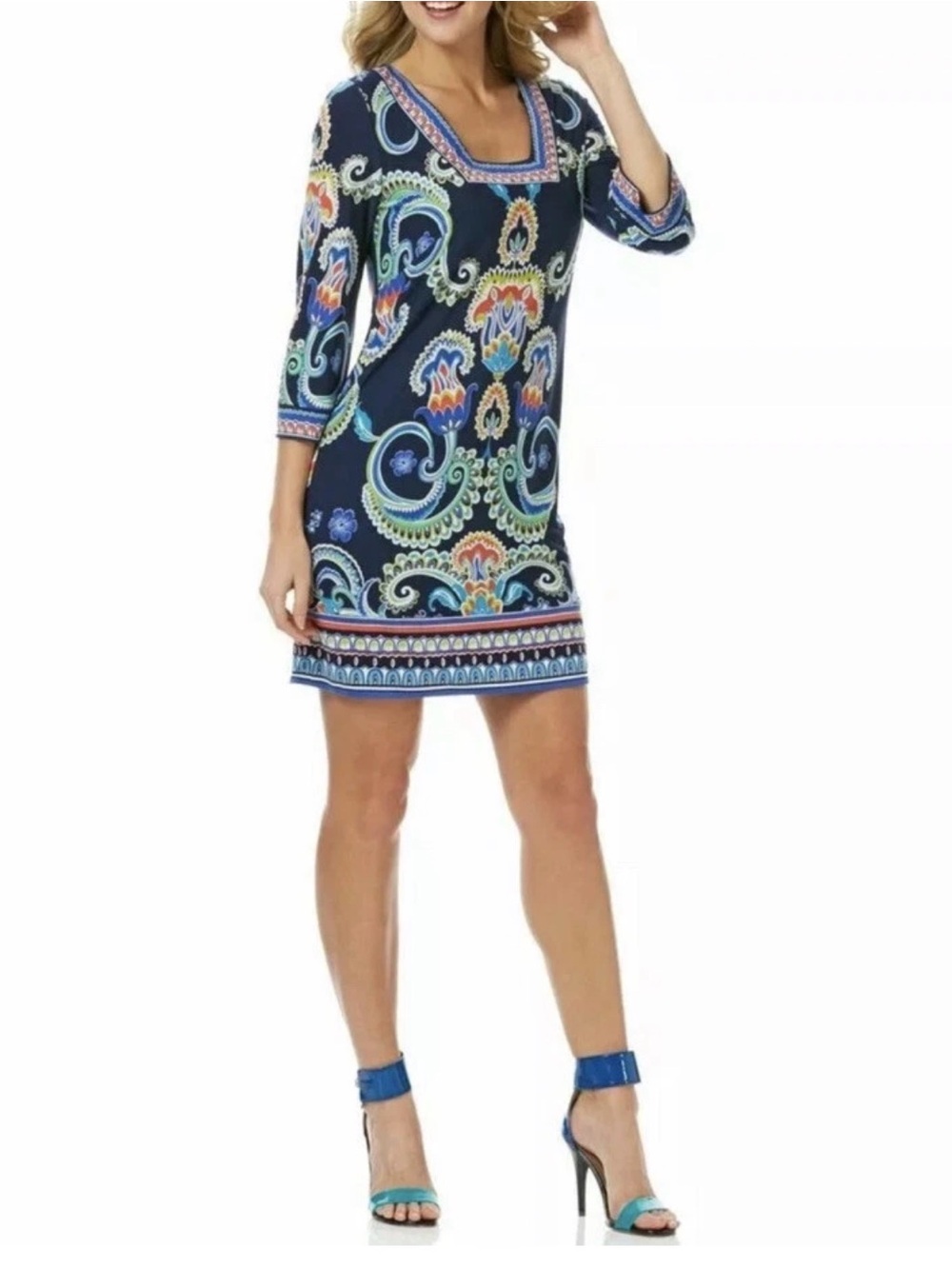 Laundry by Shelli Segal Paisley
Boho Shift Dress Bell Sleeve
Square Neck size 6